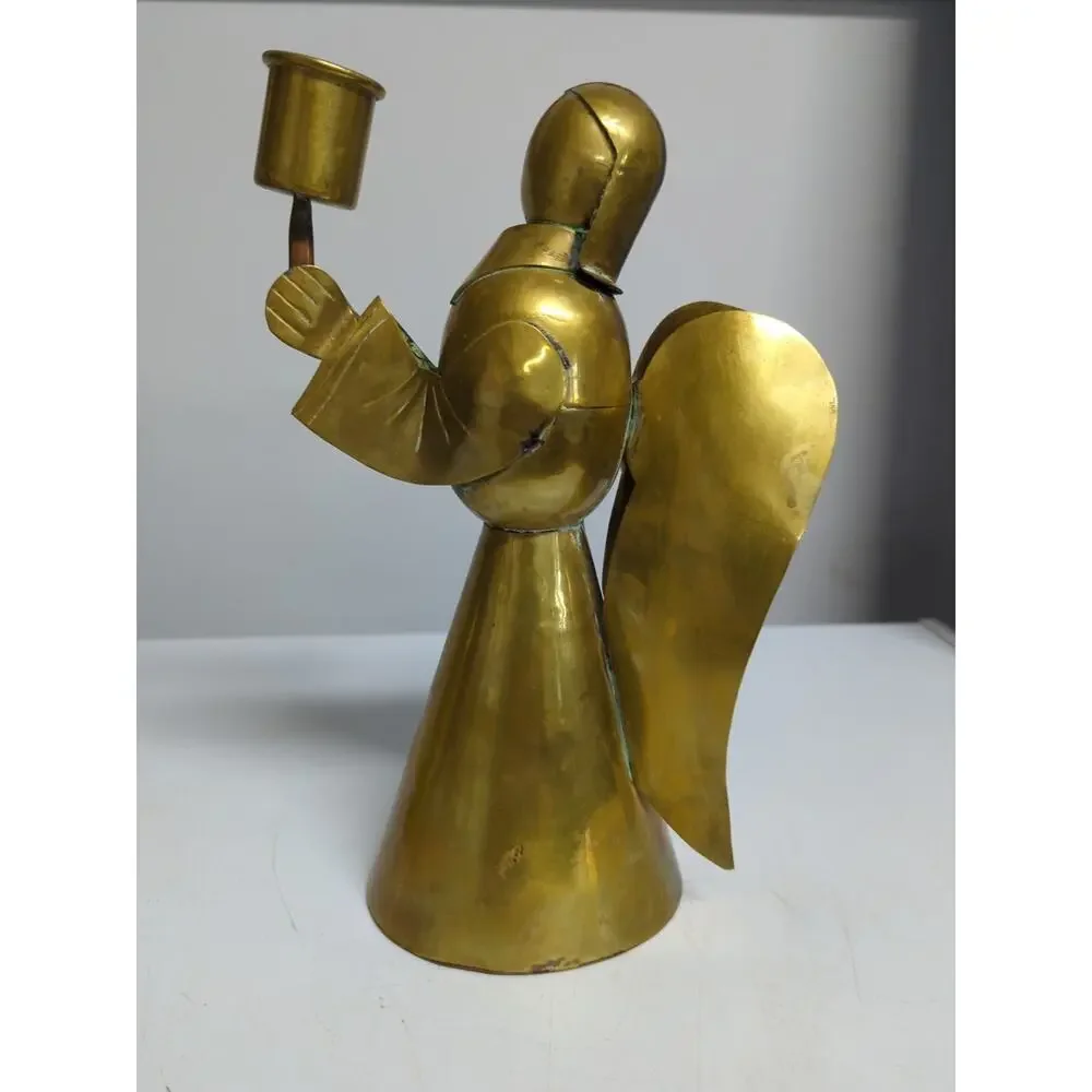 Angel Candle Holders Made In Mexico Copper Brass Set Of 2 Christmas Holiday